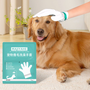 Individual Separating Sealed Pack Pet Grooming Gloves Wipes Dog Cat Hair Remover Massage Bath Multifunctional Disposable Pet Glove Wipe