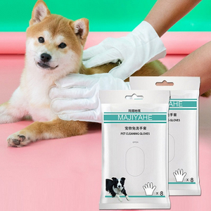 Pet Glove Wipes For Dog Cat Bath Massage SPA Grooming Supplies Washing Free Disposable Pet Cleaning Gloves