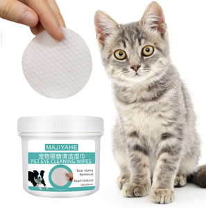  Pet Eyes Wipes Dog Cat Tear Stain Cleaning Wipes Pet Paw Cleaner Tear Eye Stain Remover Round Wet Pads 