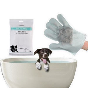 Pet Bath Glove Hair Removal Grooming Glove 2 in 1 Dogs Cat Free Wash Non Woven Pet Cleaning Glove