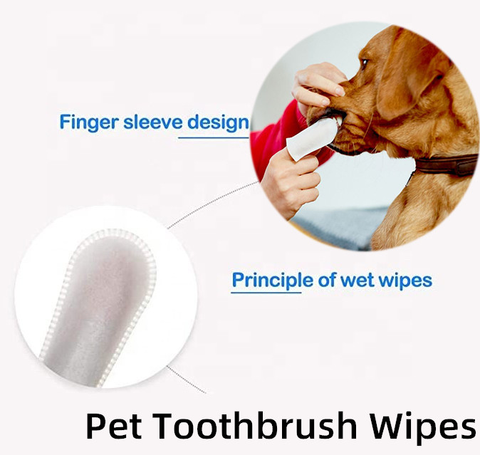 Pet Dental Wipes Pet Supplies Oral Hygiene Teeth Tartar Plaque Food Residues Cleaning Breath Freshing Finger Pads for Dog Cat 50 Pcs Pet Toothbrush