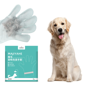 Pet Grooming Glove Bath Hair Removal 2 in 1 Cleaning Nonwoven Waterproof Disposable Gloves Dog Cat Pet Supplies 